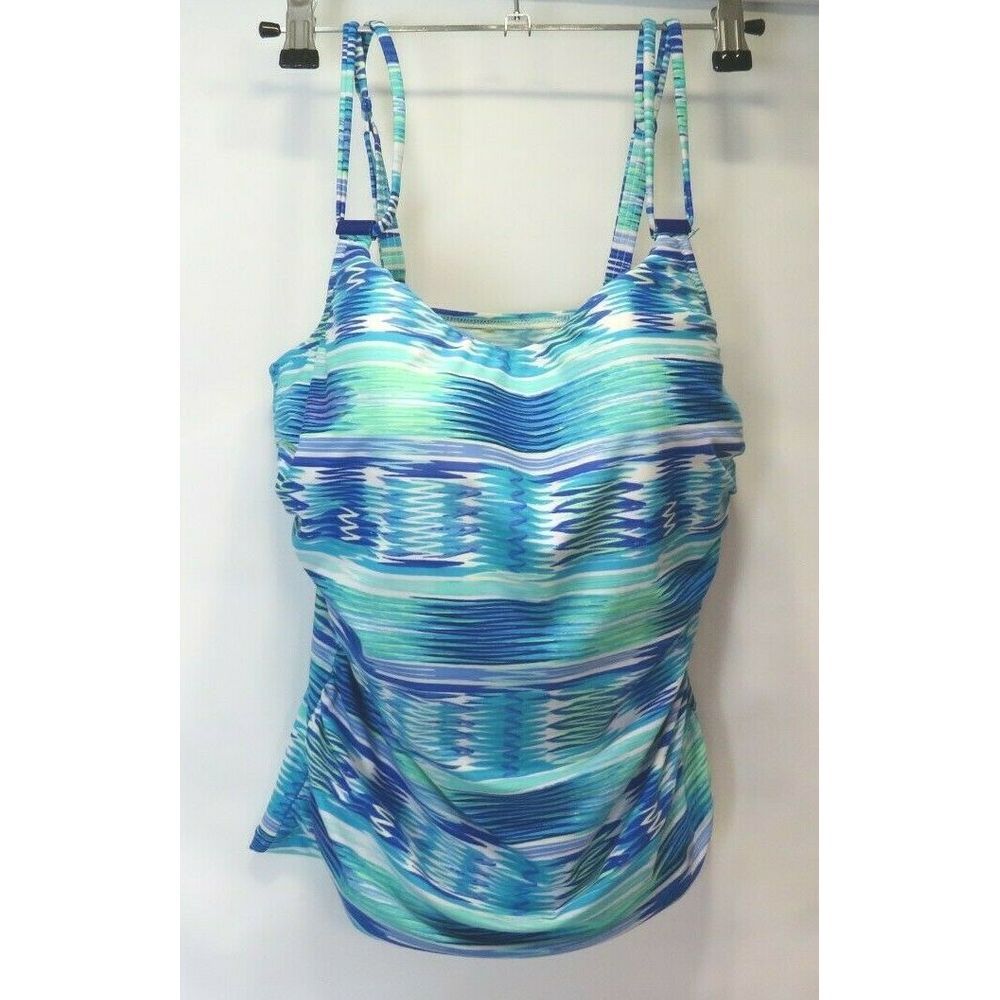 Bathing suit top size 34 E , blue print, bra D. E